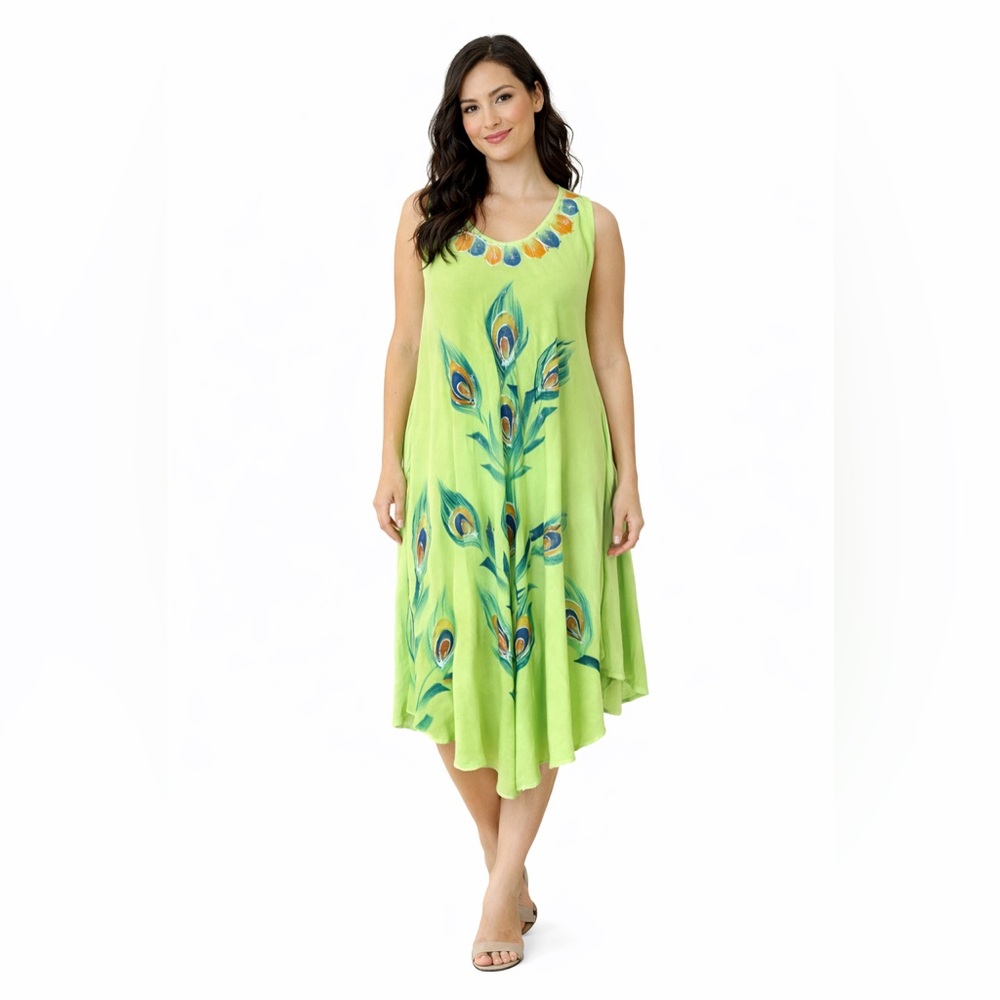 Vintage Y2K Peacock Feather Embroidered Boho Festival Dress